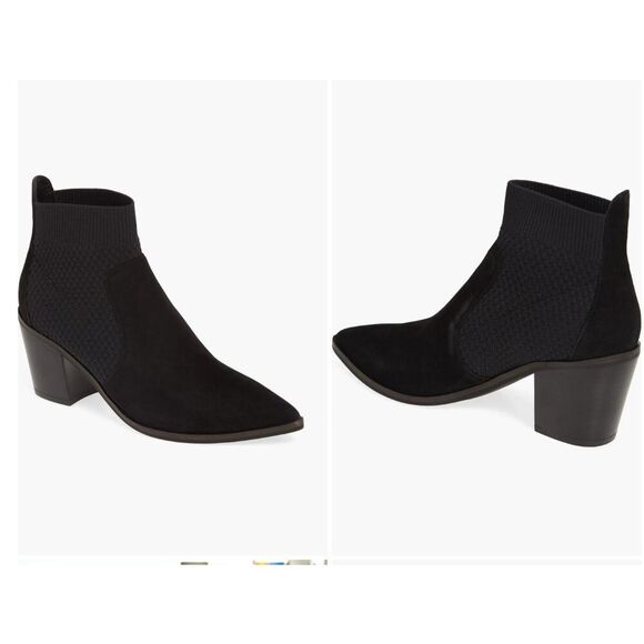 New Cole Haan Women's Black Knit Suede Maggie Ankle Boots Sz 9B Bootie New - Picture 2 of 5